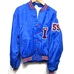 Vintage Howe Nylon Letter Jacket Size XL Football Player Patch Red White Blue